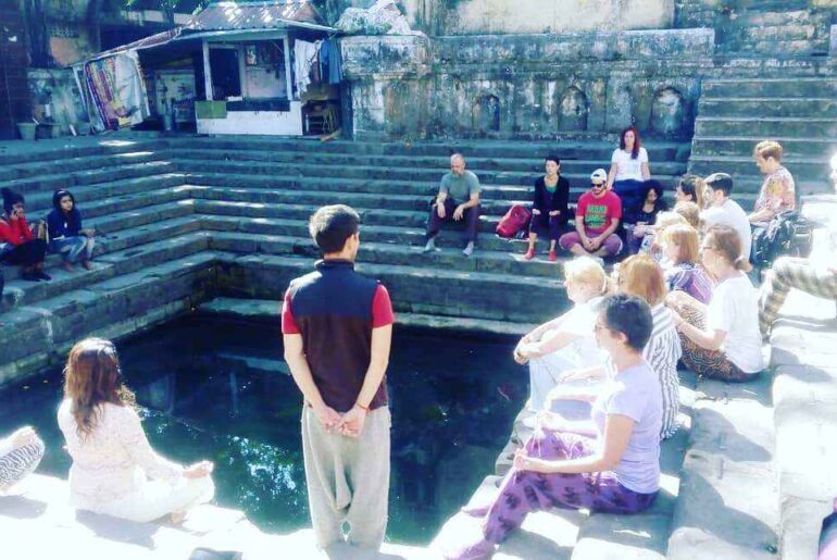 Meditation in the Morning at Rishikund , Triveni Gaht Rishikesh