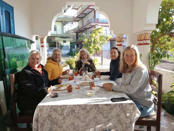 Guest having their Breakfast at Om Homestay Rishikesh, India.