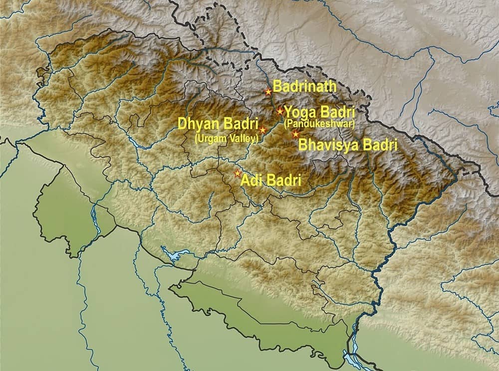 Panch Badri Map