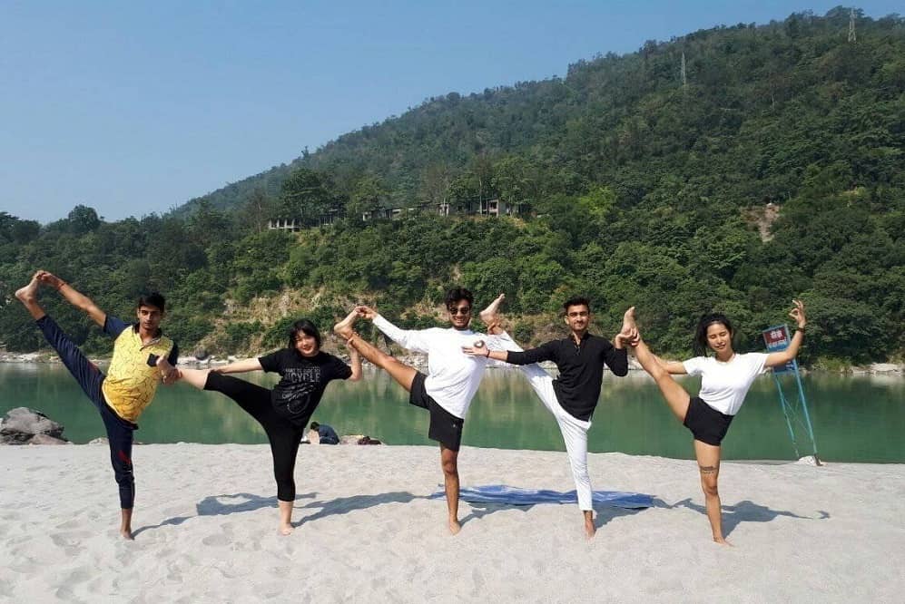 Yoga Pose at Beach in Rishikesh