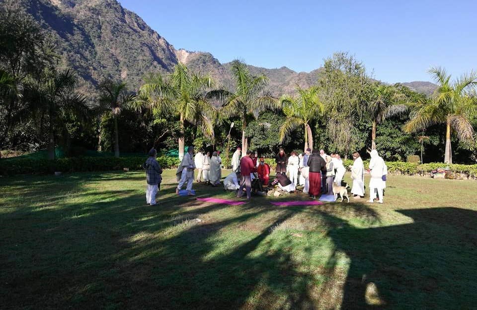 Yoga Retreat Group in the Ashram