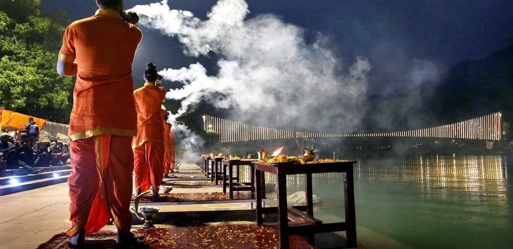 Ganga Aarti at Shatrughan Ghat -The Lighting Ceremony