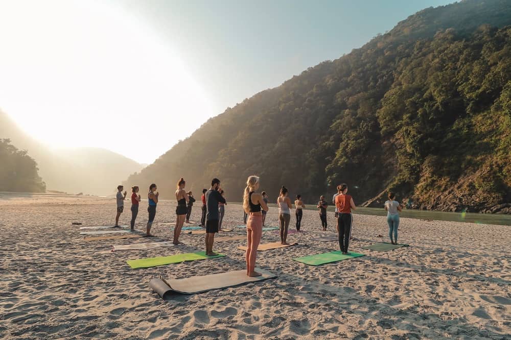 Yoga in Rishikesh- Beach Yoga Practice