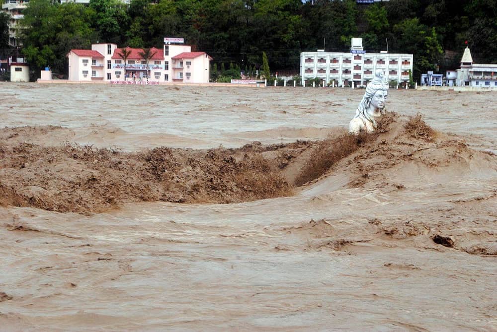 shiva statue in rishikesh after floods