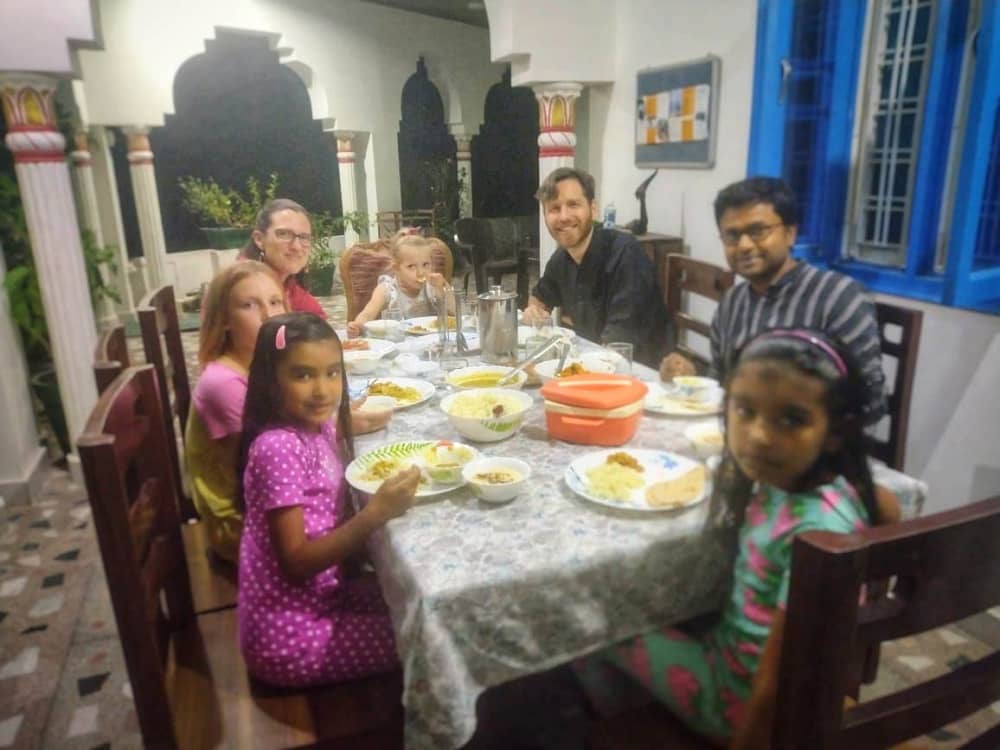 Guests are having dinner at Om Homestay Tapovan Rishikesh