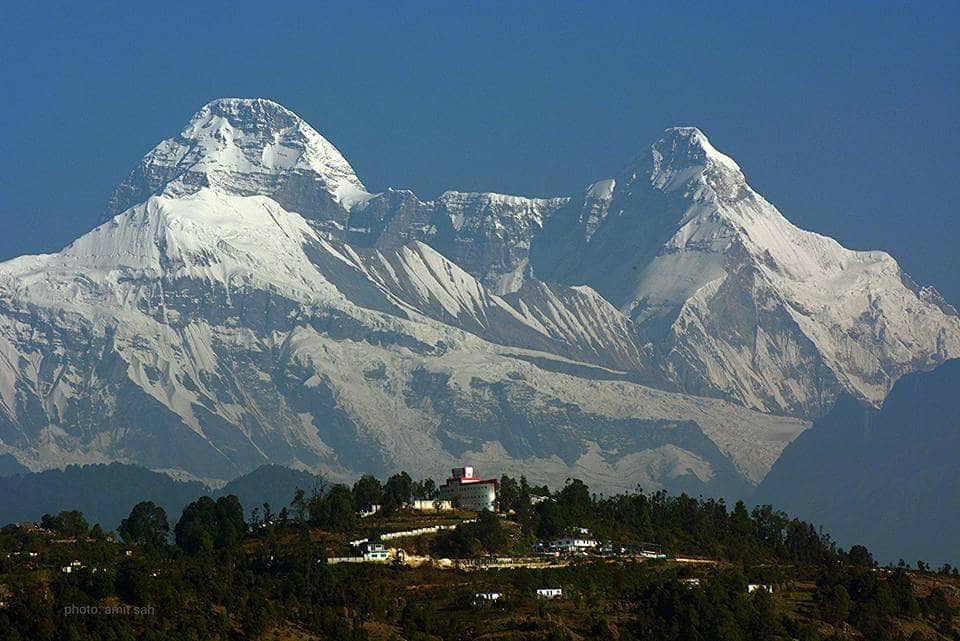 View of Panchchuli and other peaks from Chaukori, Uttarakhand, India