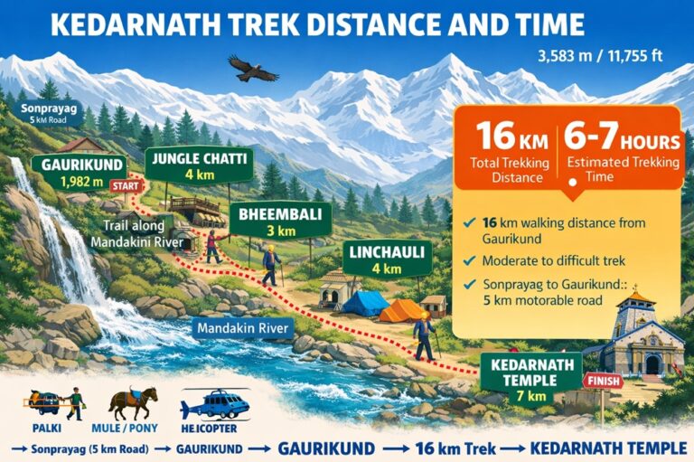 Kedarnath Trek Distance and Time