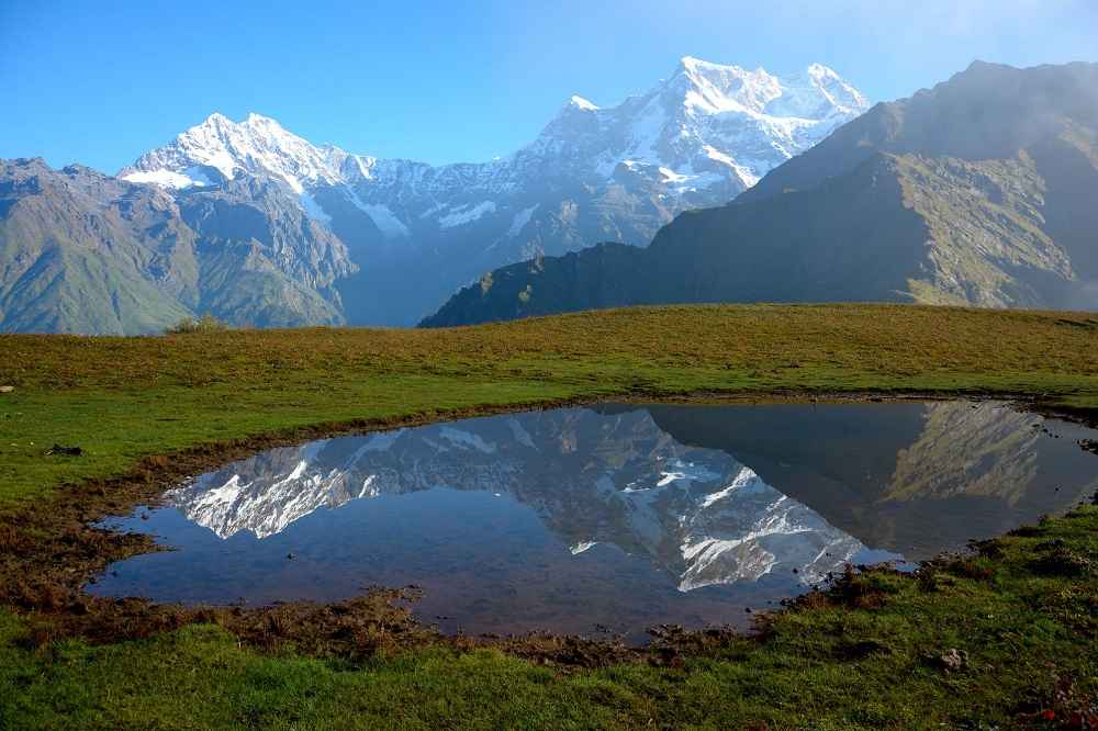 En-Route Attraction- The Reflection of Chaukhmaba Peak - Budha Kedar To Malla Trek