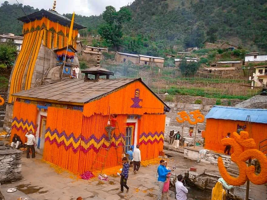 Triyuginarayan Temple Decorated for Wedding Ceremony of Gupta Brothers.