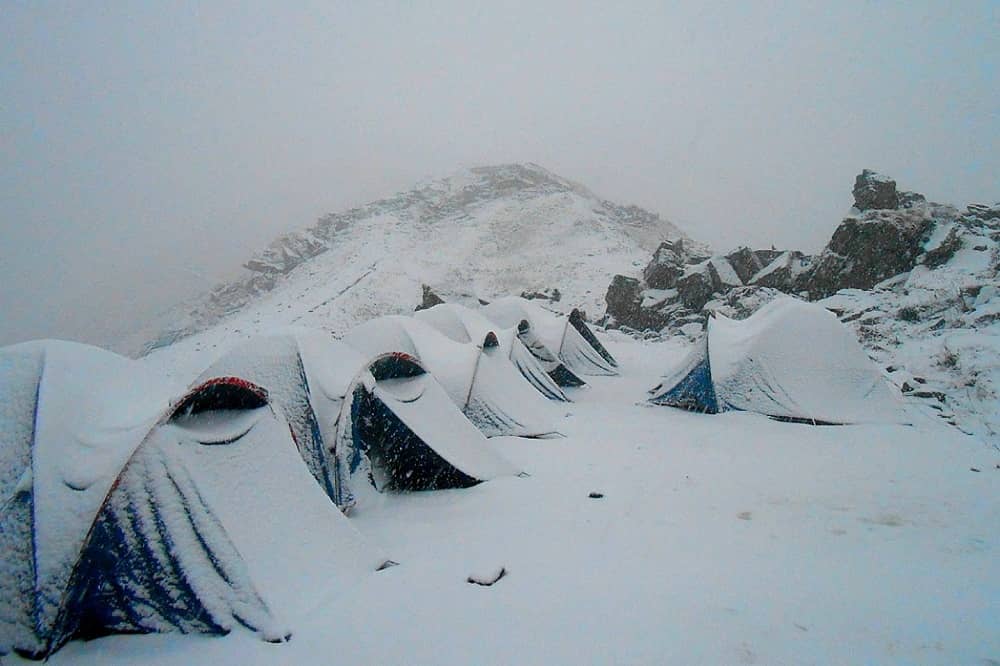 Camping Under Snowfall - Roopkund Trek