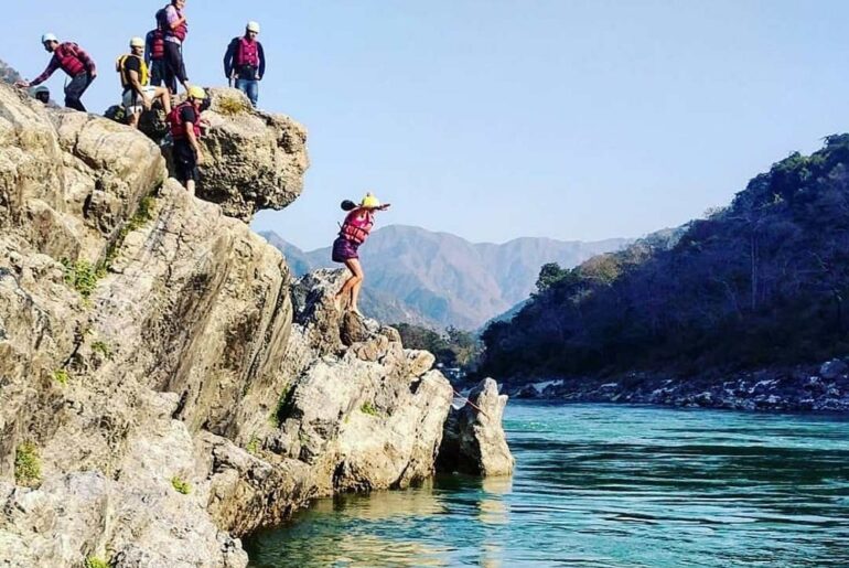 Is Rafting open in Rishikesh -Cliff jumping activitiy at the River Ganges, Rishikesh