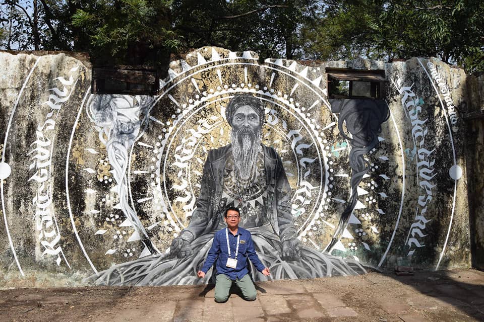 Murals on the wall of the Beatles Ashram