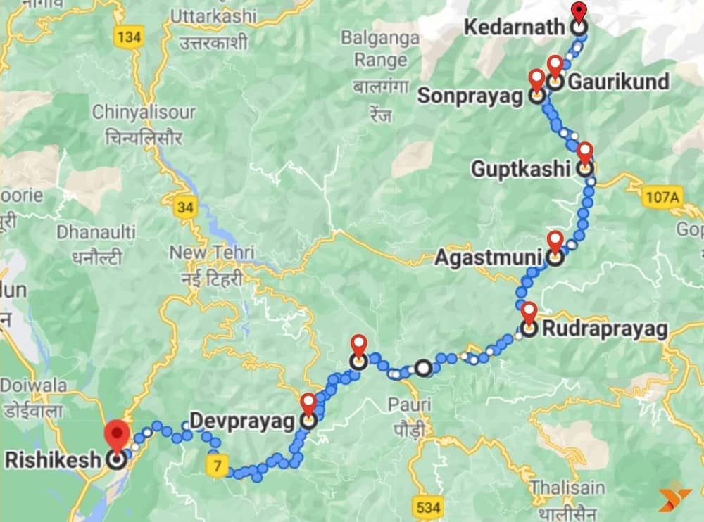 Rishikesh to Kedarnath routes