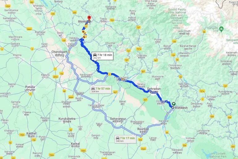Rishikesh to Shimla By Private Cab