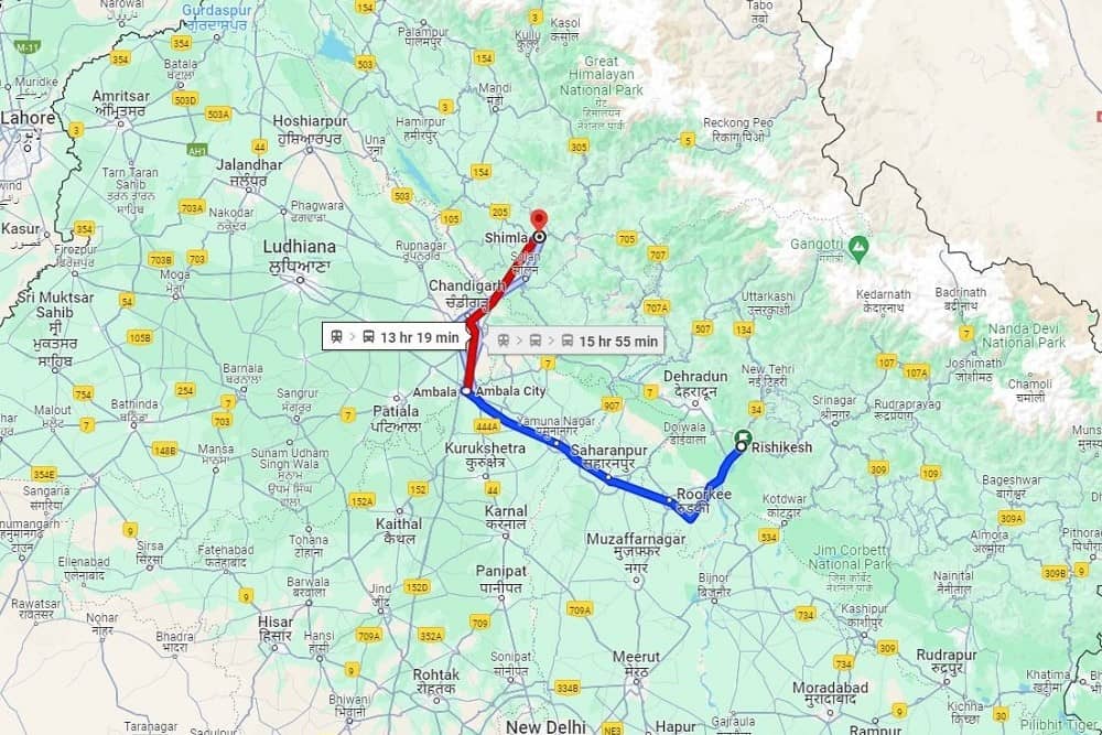 Rishikesh to Shimla via Chandigarh