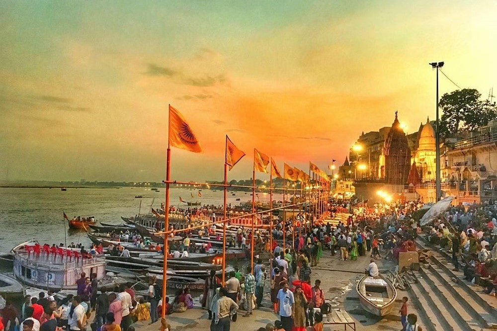 Ghats on the Ganges in Varanasi Benares