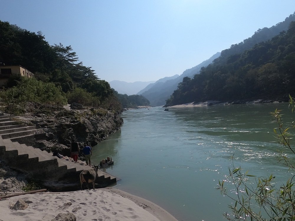 Scenic Ganga Beach Walk beside the River Ganges in Rishikesh