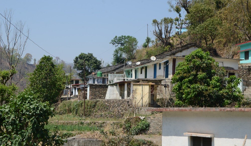 Village and forest trekking route in the Rishikesh foothills
